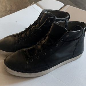 Mens 10 inch black leather sneakers